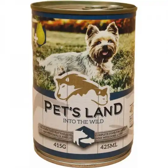 Gyors kiszállítás Pet s Land Dog Konzerv Sertés-Hal körtével 415g