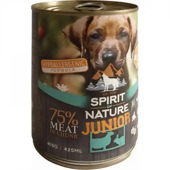 Különleges ajánlat Spirit of Nature Dog konzerv Junior Bárányhússal és nyúlhússal 415gr