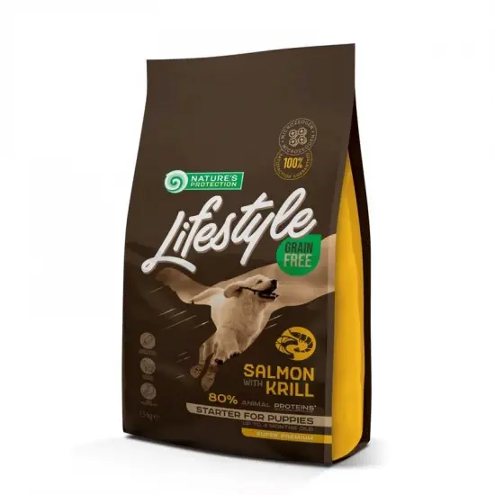 Natures Protection Lifestyle Dog Starter Grain Free Salmon with krill 1,5kg Expressz szállítás
