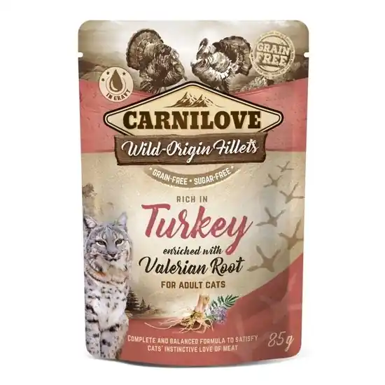 Carnilove Cat tasakos Turkey with Valerian - Pulyka macskagyökérrel 85g Legjobb ár