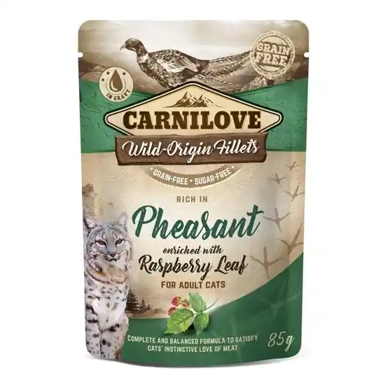 Legkelendőbb Carnilove Cat tasakos Pheasant with Raspberry Leaves - Fácán málnalevéllel 85g