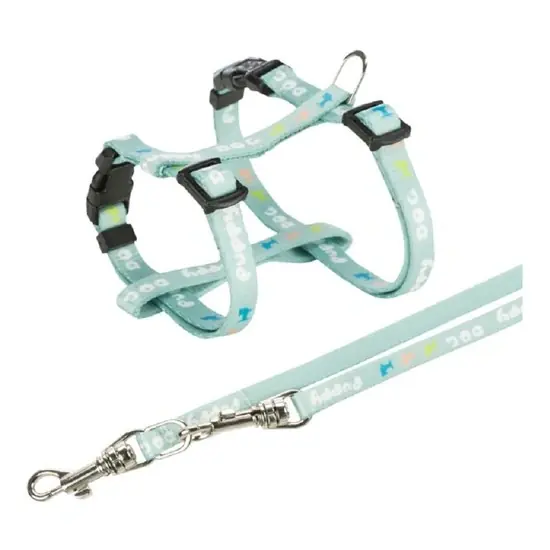Trixie Hám pórázzal Junior&Puppy M–L 27–45 cm/10 mm, 2m, menta Outlet