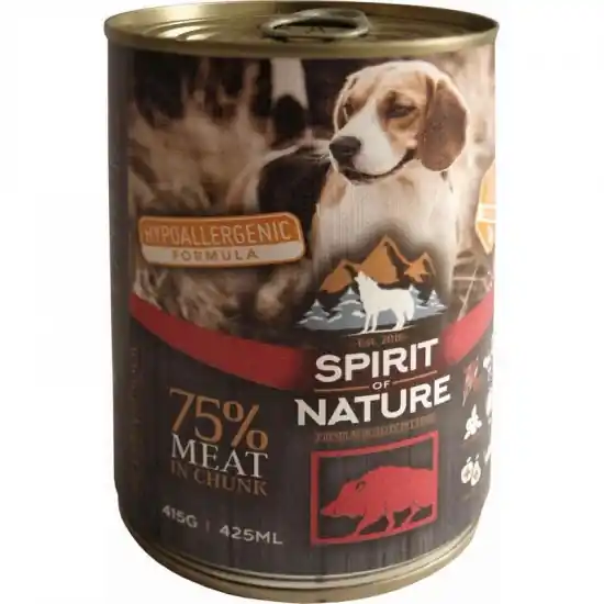 Biztonságos vásárlás Spirit of Nature Dog konzerv Vaddisznóhússal 415gr