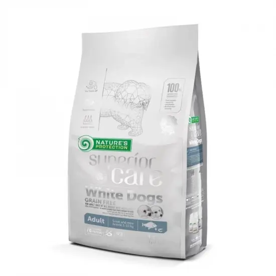 Kedvezményes ár Natures Protection Dog Adult SC White Grain Free White fish Small&mini 1,5kg