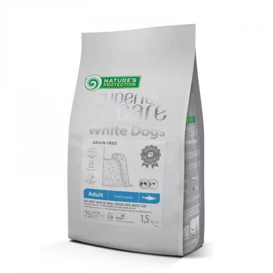 Exkluzív ajánlat Natures Protection Superior Care White Dog Grain Free Adult Herring Small 1,5kg