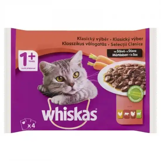 Whiskas alutasak 4-pack Marha-Csirke mártásban 4x85g Biztonságos fizetés