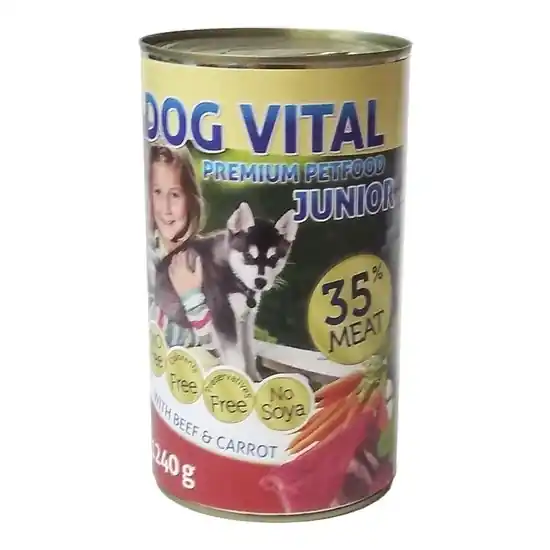 Exkluzív ajánlat Dog Vital Junior konzerv Beef & carrot 1240gr