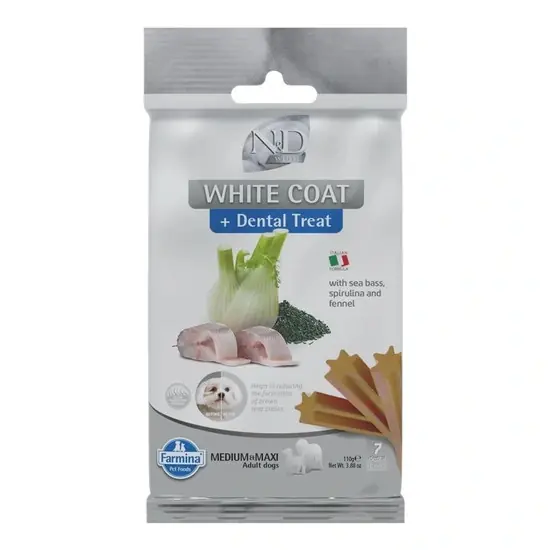 N&D White Dog Dental Jutalomfalat Sea bass,fennel,rice&spirulina Adult Med&max 100g Rendeld meg most