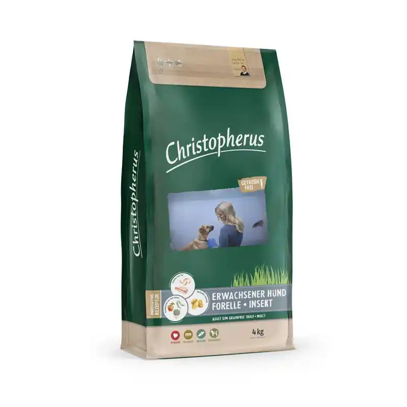 Akció Christopherus Dog Adult Grain Free Pisztráng és rovar Small & medium 4kg