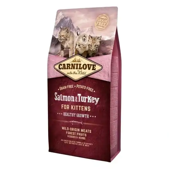 Alacsony ár Carnilove Cat Kitten Salmon & Turkey – Healthy Growth - Lazac és Pulyka Hússal 6kg