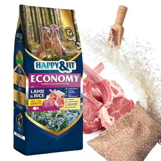 Happy&Fit Natural Economy Adult with Lamb and Rice 15+3kg Utolsó esély