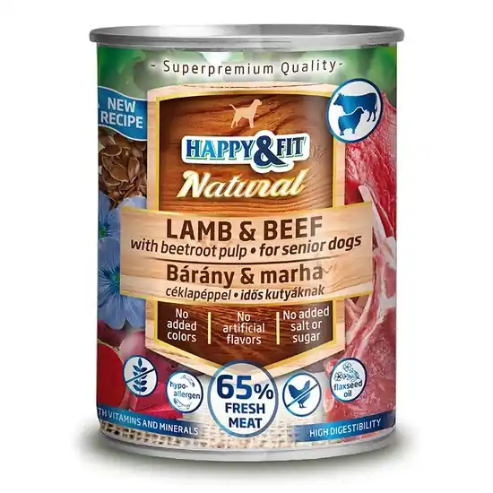 Ajánlat Happy&Fit Natural Dog Konzerv Senior Bárány&Marha céklapéppel 400g