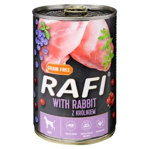 Rafi kutya pástétom nyúl, vörös- és kék áfonyával konzerv Népszerű