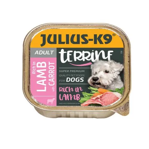 Népszerű Julius-K9 Dog Terrine Adult Lamb&Carrot- nedveseledel (bárány, sárgarépa) felnőtt kutyák részére 150 g