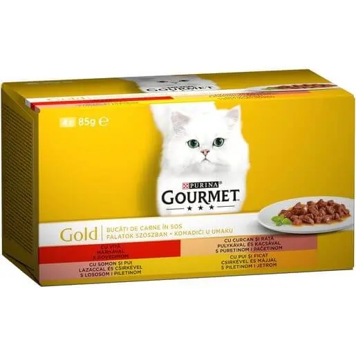 GOURMET GOLD Falatok szószban nedves macskaeledel 4x85g Akciós ár
