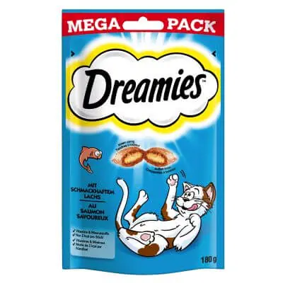 Dreamies Mega Pack Töltött falatkák – lazacos (180g) Szuper akció