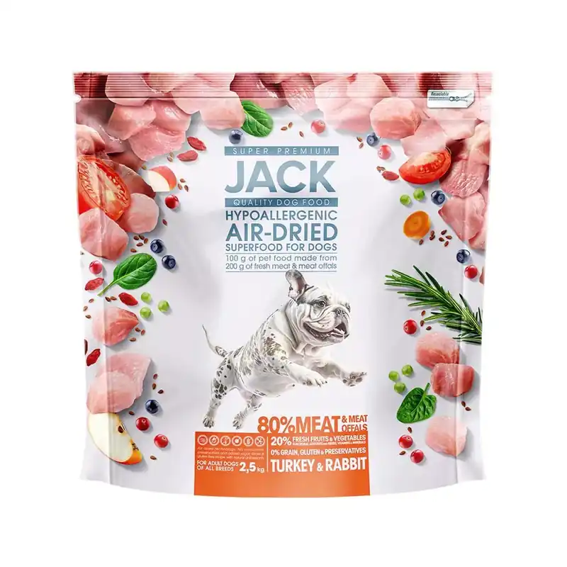 Korlátozott ajánlat JACK Air-Dried hipoallergén száraz kutyaeledel pulyka&nyúl 2,5kg