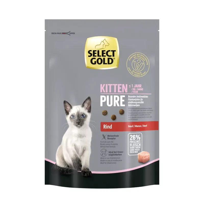 Select Gold Pure száraz macskaeledel kitten marha 300g Vedd meg most