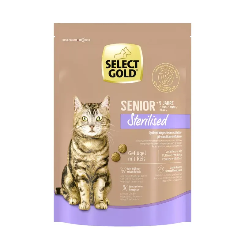 Szuper akció Select Gold Sterilised senior száraz macskaeledel 300g