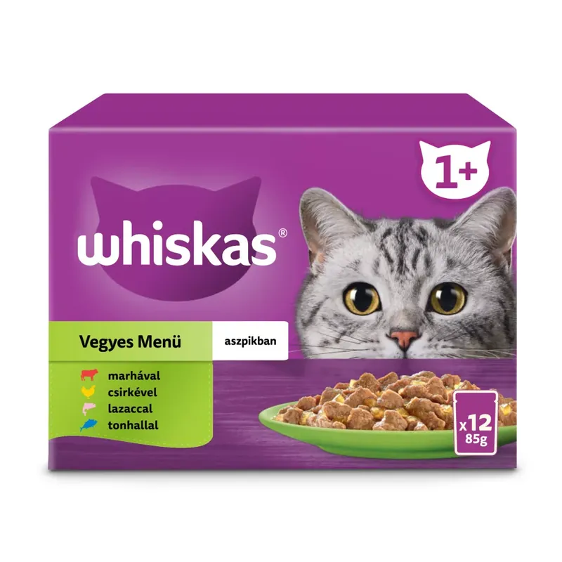 Korlátozott ajánlat Whiskas macska tasak MP halas&húsos válogatás 12x85g