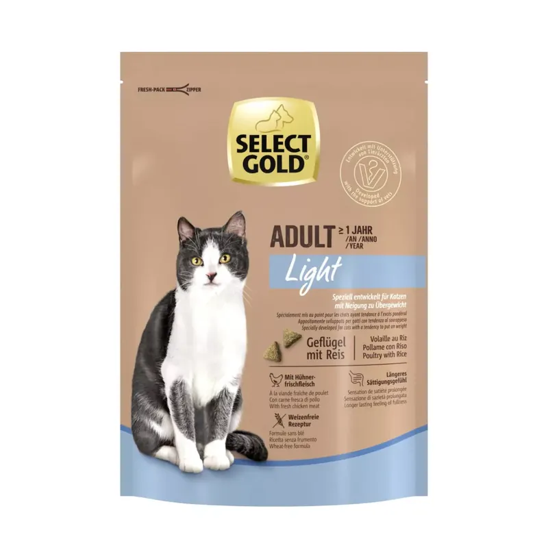 Olcsó Select Gold száraz macskaeledel adult light csirke 300g