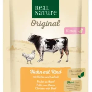 Különleges ajánlat Real Nature Original macska tasak kitten marha pástétom 12x85g