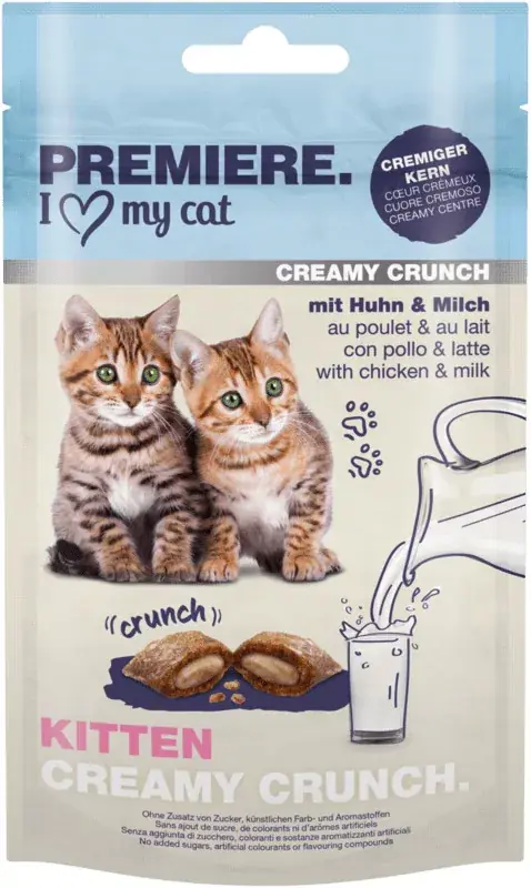Prémium Premiere Creamy Crunch kitten macska jutalomfalat tej 60g