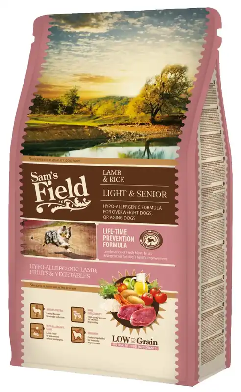 Sam‘s Field Light Senior hipoallergén száraz kutyaeledel bárány&rizs 2,5kg Szuper ajánlat