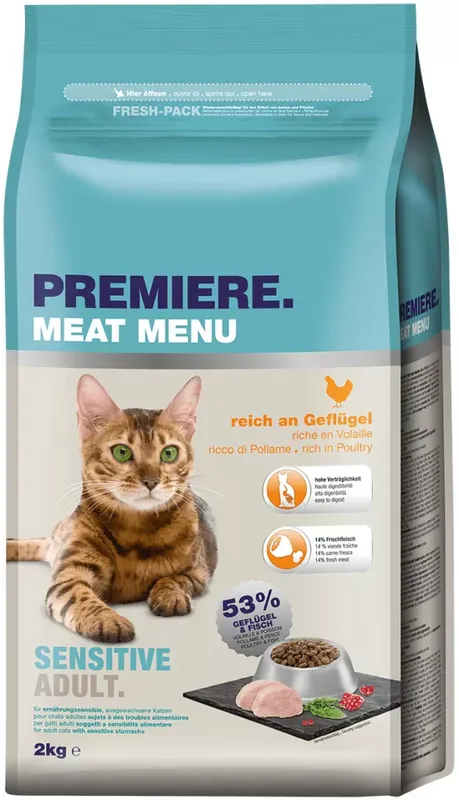Premiere Meat Menu Sensitive száraz macskaeledel szárnyas 2kg Ne maradj le