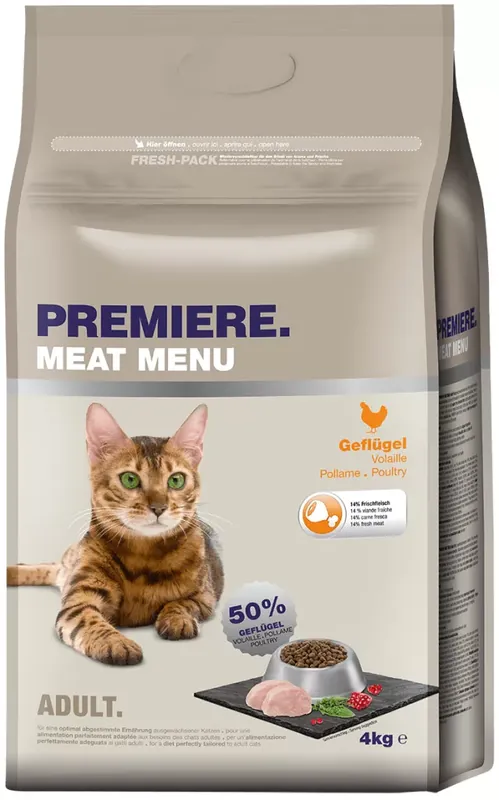 Olcsó Premiere Meat Menu száraz macskaeledel adult szárnyas 4kg