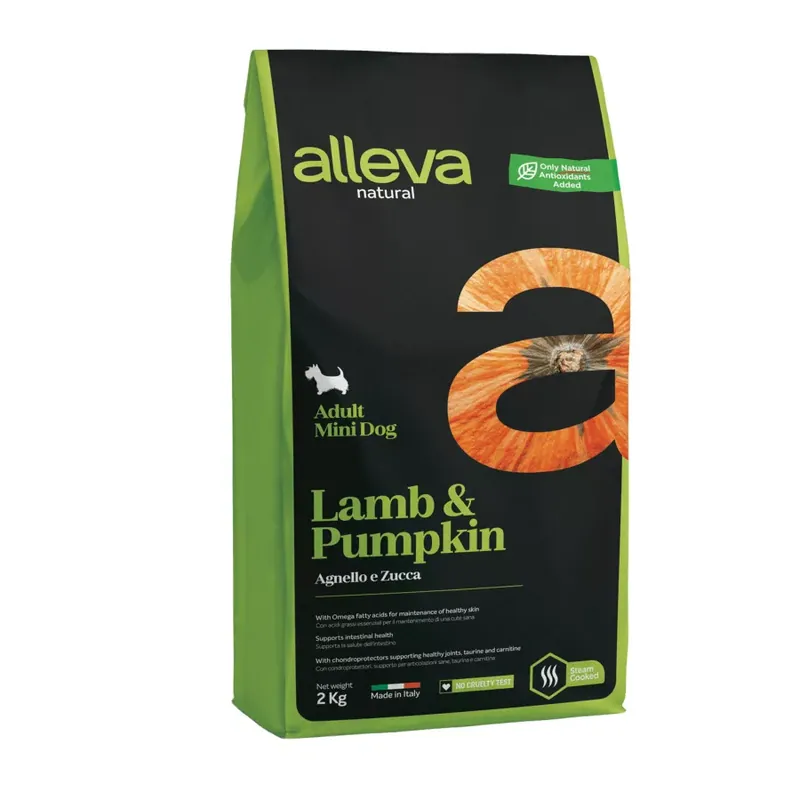 Outlet ALLEVA Natural száraz kutyaeledel mini bárány&sütőtök 2kg