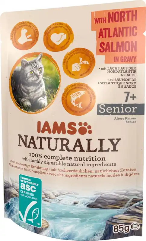 IAMS Naturally macska tasak senior lazac 24x85g Biztonságos vásárlás