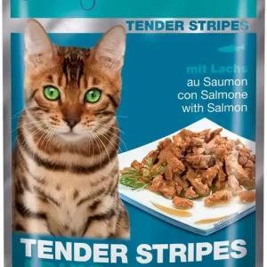 Azonnal elérhető Premiere Tender Stripes macska tasak adult lazac 28x85g