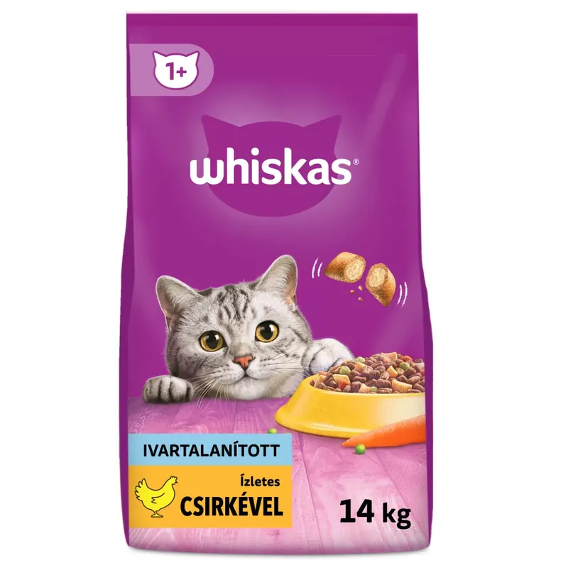 Ajánlat Whiskas száraz macskaeledel steril csirke 14kg
