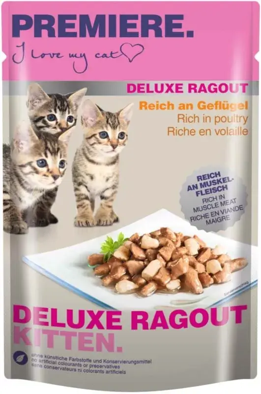 Premiere Deluxe Ragout macska tasak kitten szárnyas 22x85g Akció