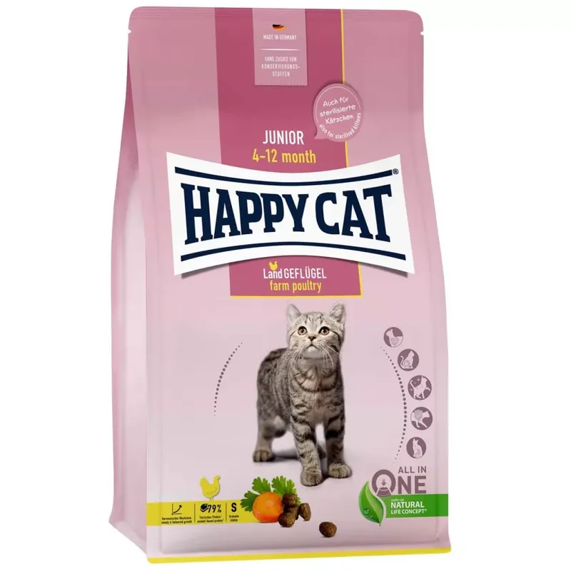 Happy Cat Junior száraz macskaeledel baromfi 1,3kg Akció
