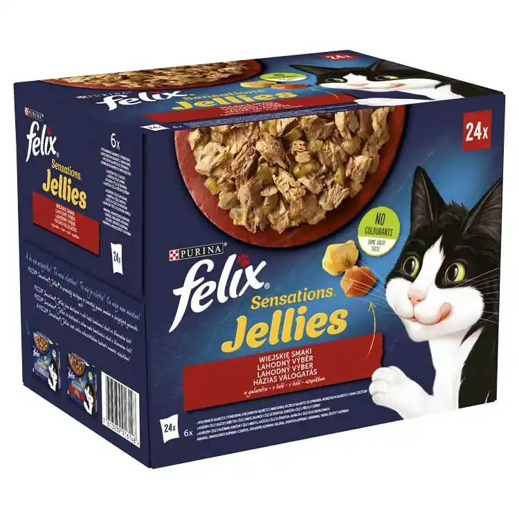 Árcsökkenés Felix Sensations Jellies macska tasak MP házias válogatás aszpik 24x85g