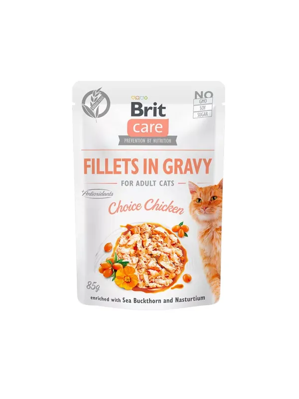 Brit Care macska tasak adult gravy csirke 24x85g Szuper akció