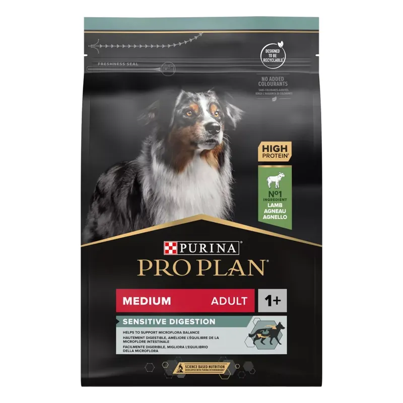 Pro Plan Medium Adult Sensitive Digestion bárányban gazdag száraz kutyaeledel 3kg Legnépszerűbb