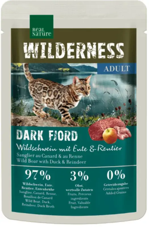 Real Nature Wilderness macska tasak adult Dark Fjord vaddisznó&kacsa&rénszarvas 12x85g Korlátozott ajánlat