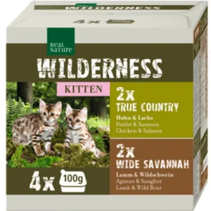 Végkiárusítás Real Nature Wilderness macska tálka MP kitten vegyes 4x100g