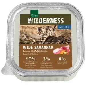 Újdonság Real Nature Wilderness macska tálka adult Wide Savannah bárány&vaddisznó 16x100g