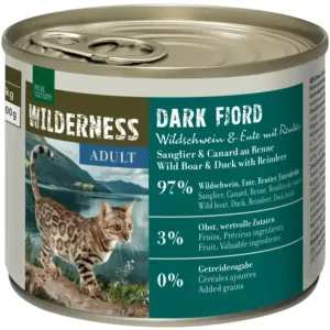 Árcsökkenés Real Nature Wilderness macska konzerv adult Dark Fjord vaddisznó&kacsa&rénszarvas 6x200g