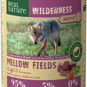 Végkiárusítás Real Nature Wilderness kutya konzerv adult Mellow Fields bárány&bivaly 6x400g