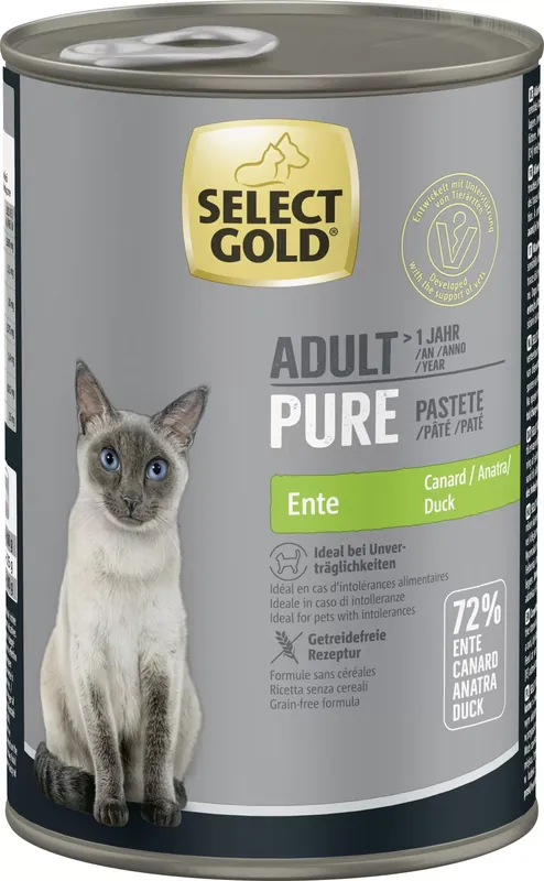 Vedd meg most Select Gold Pure macska konzerv adult kacsa 6x400g