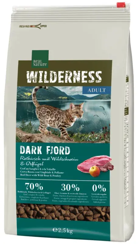 Kiárusítás Real Nature Wilderness száraz macskaeledel adult rénszarvas 2,5kg