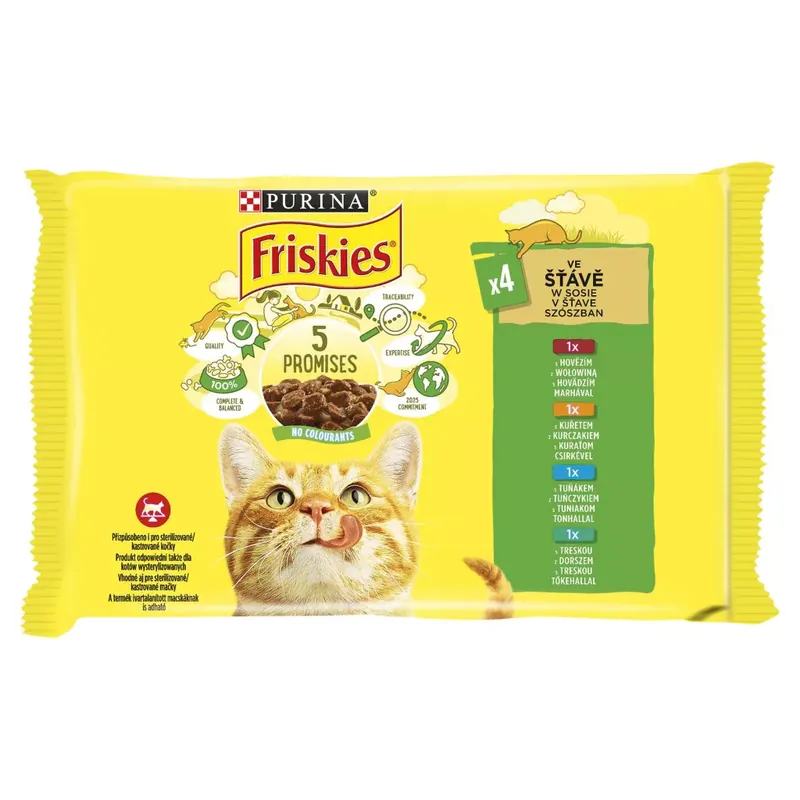 Különleges ajánlat Friskies macska tasak MP marha&csirke&tonhal&tőkehal 4x85g