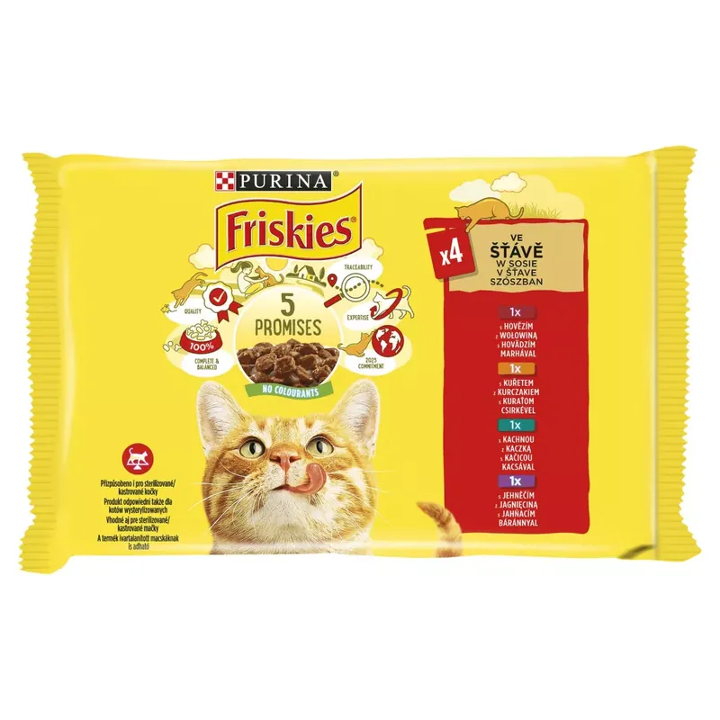 Outlet Friskies macska tasak MP csirke&marha&bárány&kacsa 4x85g