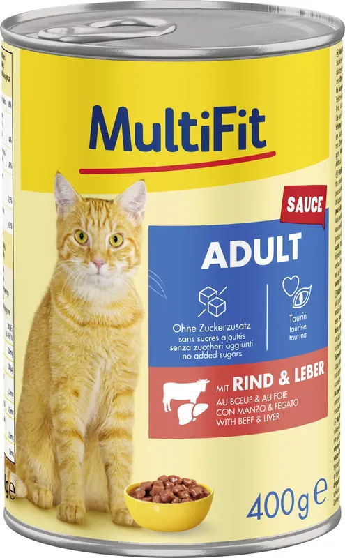 Népszerű MultiFit macska konzerv szósz adult marha&máj 6x400g