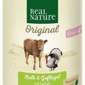 Biztonságos fizetés Real Nature Original macska konzerv kitten borjú&pulyka 6x400g